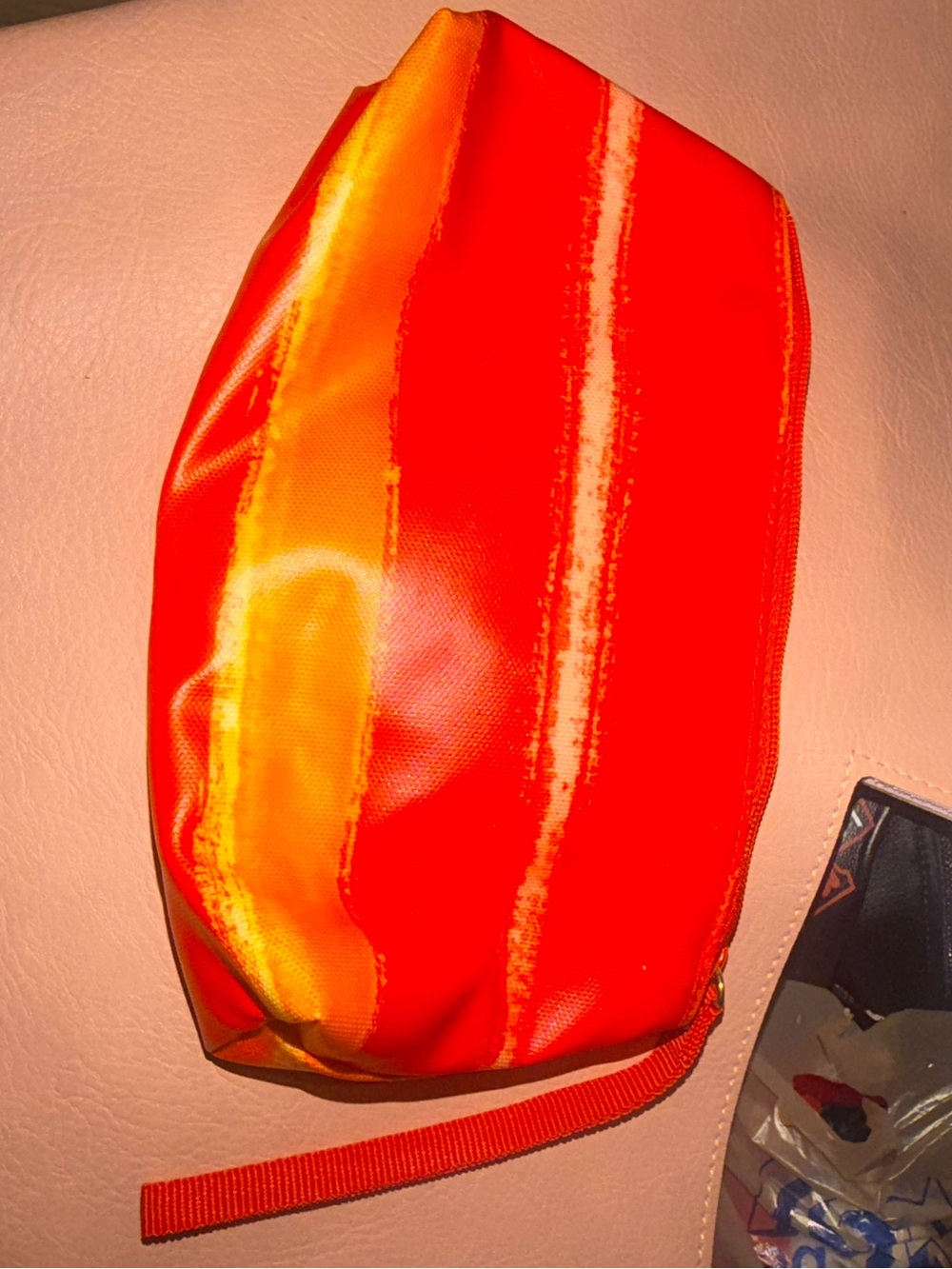 Red orange and yellow makeup bag or clutch purse